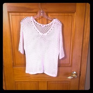 Beige/white netted top